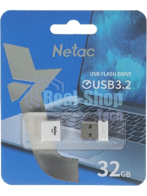Флешка USB Netac U116 mini (NT03U116N-032G-32WH USB), 32Gb, USB 3.2, R/W 90/30, белый