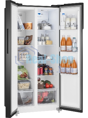 Холодильник Weissgauff WSBS 500 Inverter NoFrost Black двухкамерный 270/180л морозилка слева, No Frost, Side by Side