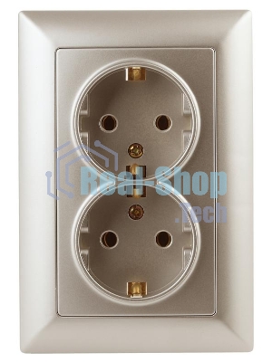 Розетка Intro 2X2P+E Schuko, 16А-250В, СУ, Solo, шампань (10/100/800) 4-205-04