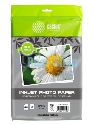 Фотобумага Cactus CS-MA414020ED A4/140г/м2/20л./белый матовое для струйной печати