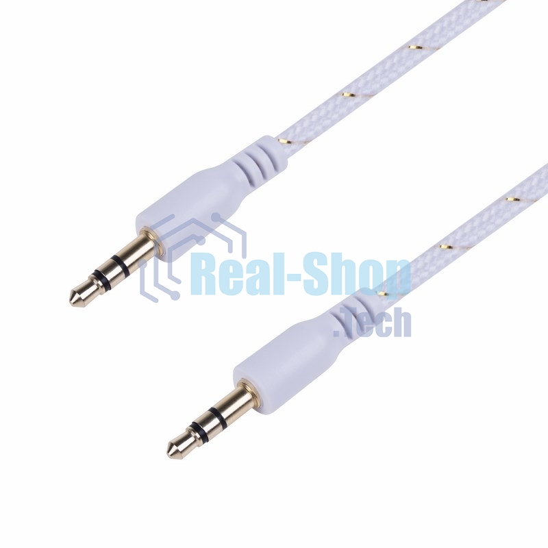 Аудиокабель AUX Rexant 3.5 мм в тканевой оплетке 1 м белый