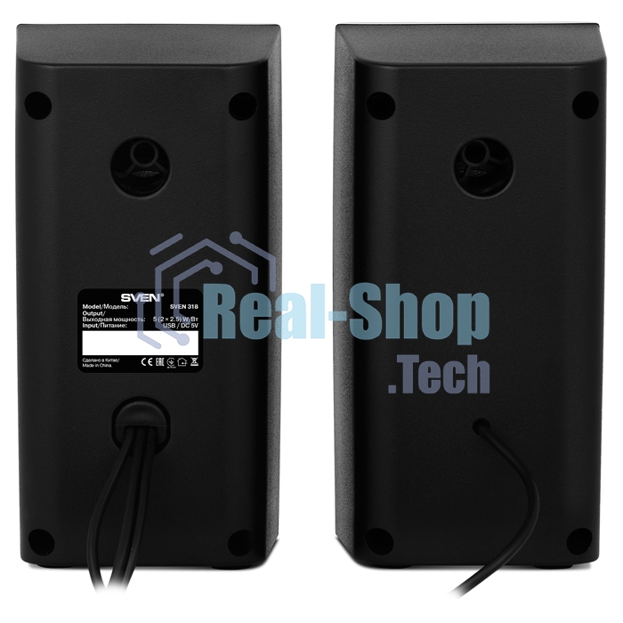 Колонки Sven 318 черный USB-порт ПК, ноутбука или адаптер 5V DC