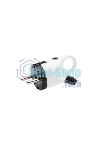 Вилка Евро Rexant угловая с з/к 16А с ушком (кольцом) бело-черная