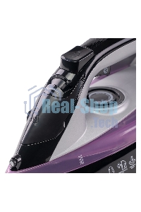 Утюг Galaxy Line GL 6128, фиолетовый с черным, паровой, 2200 Вт, постоянный пар 30 г/мин, паровой удар 140 г/мин, функции: самоочистка, антикапля, антинакипь, функция увлажнения, вертикальное отпаривание, защита от перегрева, индикатор нагрева, керамическ