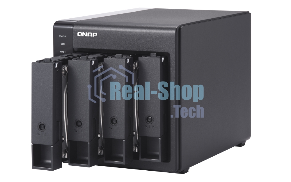 Полка расширения сетевого хранилища без дисков channel QNAP DAS TR-004 4 Bay 2.5/3.5 SATA Type-C USB 3.1 Gen 1 (5 Gb/s) Direct Attached Storage with Hardware RAID