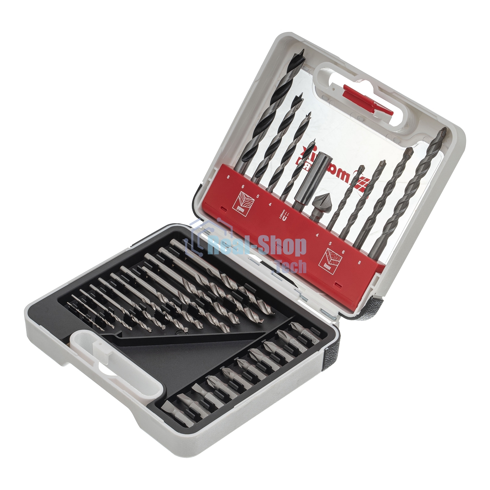 Набор сверл Matrix комб., мет.1-6мм,бетон 4-8мм,дер.4-8 мм,биты 10шт,адап., зенковка, 31пр., PRO