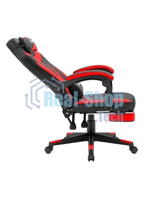 Кресло Defender CRUISER BLACK/RED черный/красный, экокожа, подставка для ног