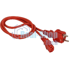 Шнур питания Lanmaster C13-Schuko прямая, 3х0.75, 220В, 10А, красный, 5 метров