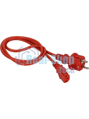 Шнур питания Lanmaster C13-Schuko прямая, 3х0.75, 220В, 10А, красный, 5 метров