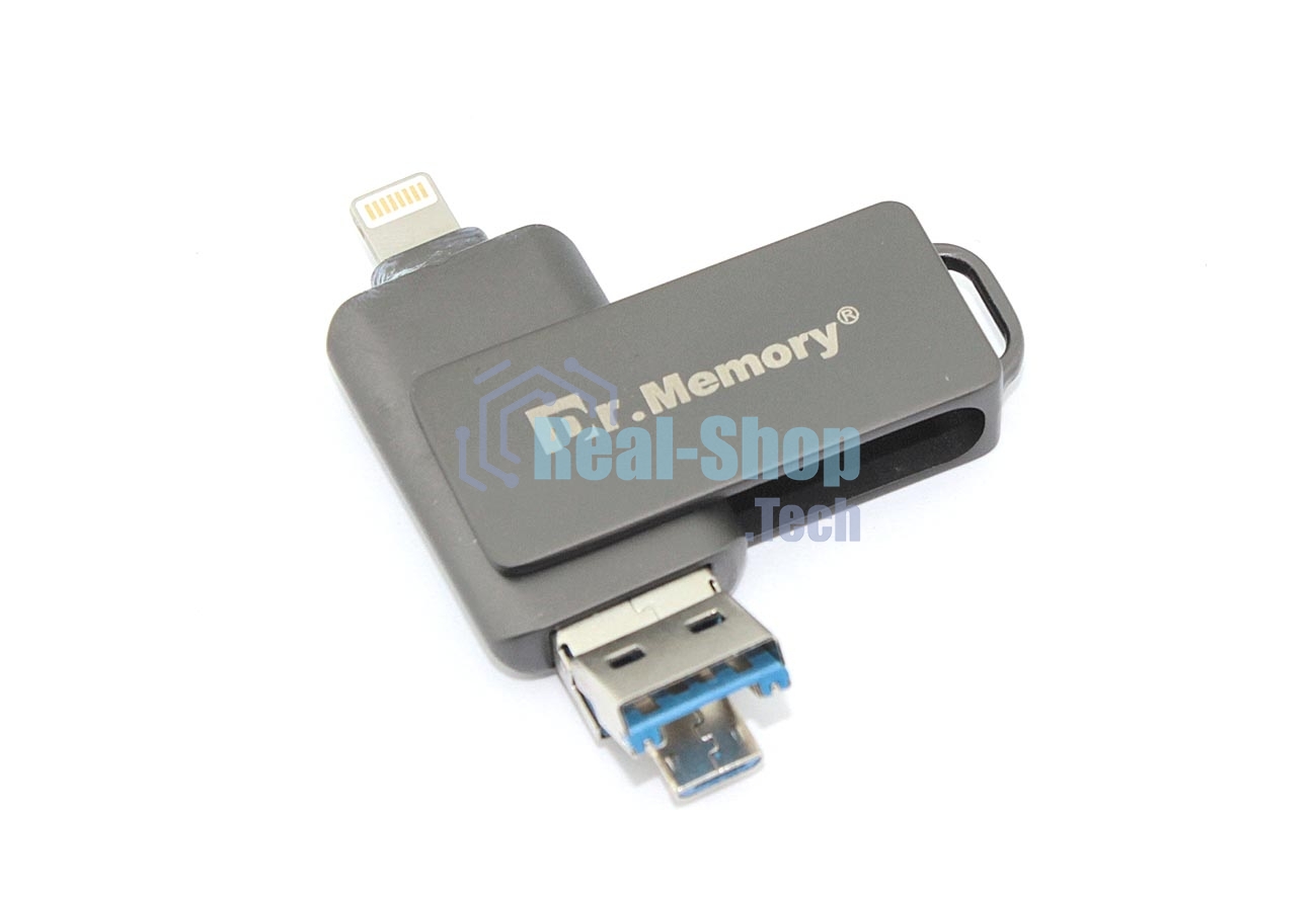 Флешка USB Dr. Memory 051, 4Gb, USB 3.0/USB Type-C, R/W 70/40, серый