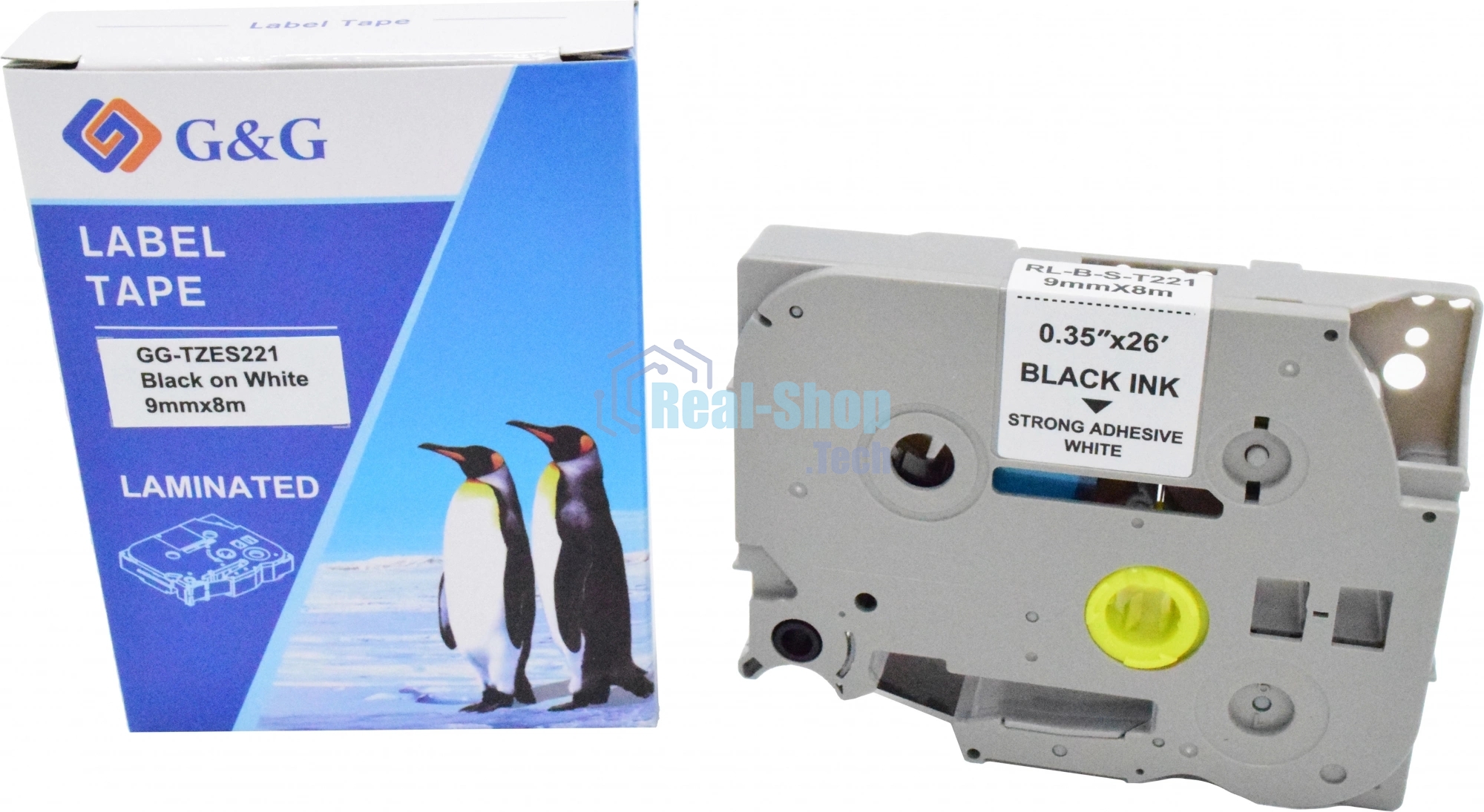 Картридж ленточный G&G GG-TZES221 черный на белом 9x8 для Brother 1010/1280/1280VP/2700VP
