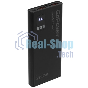 Портативный аккумулятор GoPower PB03-10 10000mAh 3.0A 22.5W 2USB/Type-C черный (1/50)