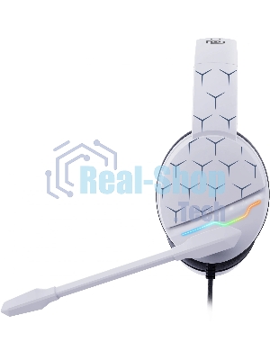 Гарнитура Oklick HS-L710G белый/чёрный, проводная, USB, подсветка