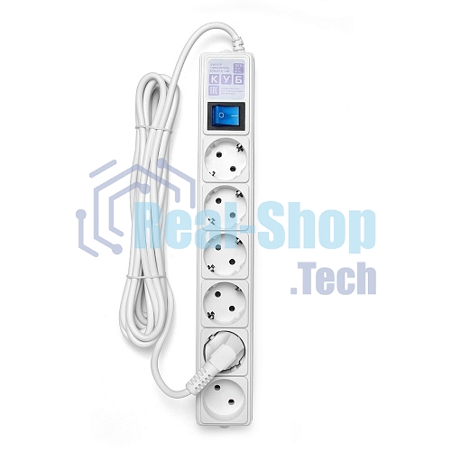Сетевой фильтр PowerCube Фильтр-удлинитель (SPG(5+1)-16B-5M) 6 розеток, 5м,16А/3,5 кВт, белый