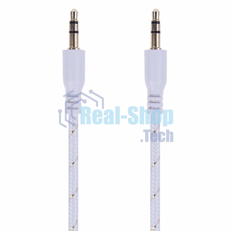 Аудиокабель AUX Rexant 3.5 мм в тканевой оплетке 1 м белый