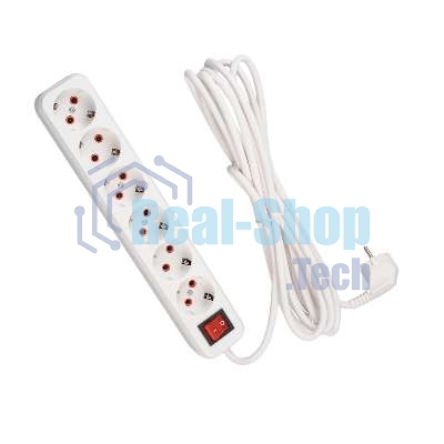 Удлинитель 6х5 м с заземл. 16А IP20 с выкл. Lezard 720-0605-602