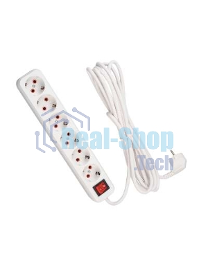 Удлинитель 6х5 м с заземл. 16А IP20 с выкл. Lezard 720-0605-602