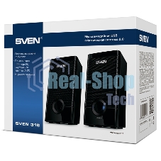 Колонки Sven 318 черный USB-порт ПК, ноутбука или адаптер 5V DC