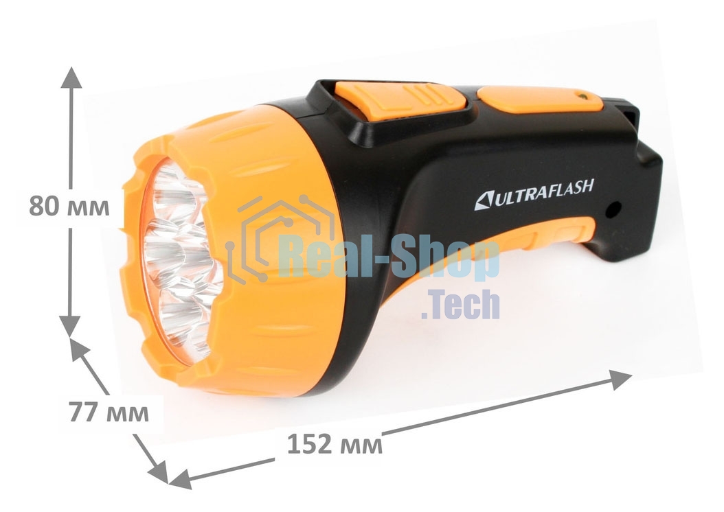 Фонарь LED 3807 (аккум 220В черный/жел. 7 LED; 2 режима SLA пласт. короб) Ultraflash 9216