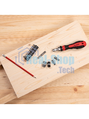 Отвертка реверсивная Matrix с набором бит и насадок торцевых, CrV,1/4