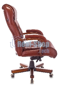 Кресло руководителя Бюрократ T-9926WALNUT светло-коричневый Leather Eichel, кожа, крестовина металл/дерево
