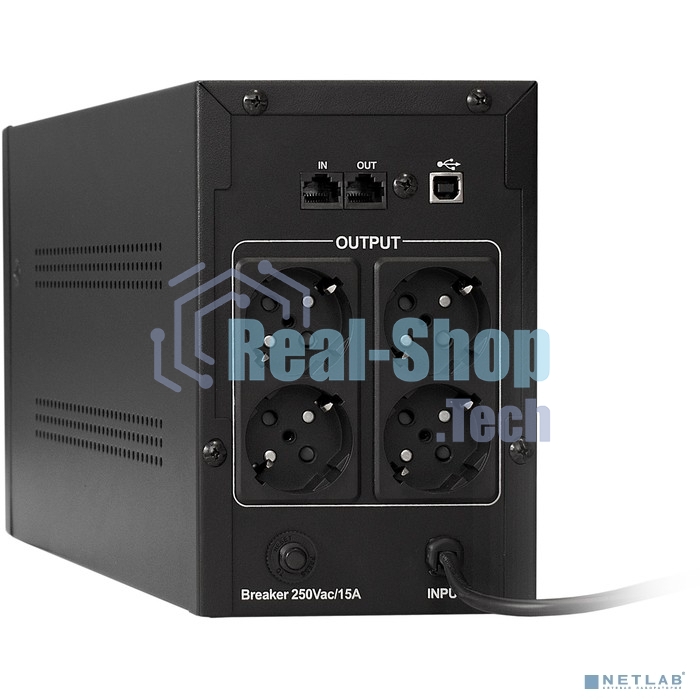 Источник бесперебойного питания ExeGate SpecialPro UNB-2200.LED.AVR.EURO.RJ.USB 2200VA/1300W, LED, AVR, 4 евророзетки, RJ45/11, USB, черный