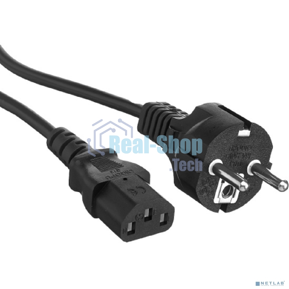 Кабель питания ExeGate Power PC-3P (Евровилка Schuko->С13) VDE-250V-3*1.0-CU, 10A, черный, 3м