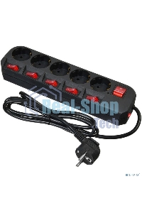Сетевой фильтр Buro 500SH-1.8-SW-B 1.8 м (5 розеток) черный (коробка)