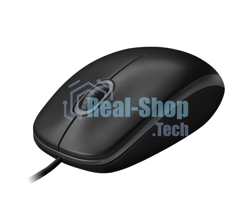 Мышь проводная Logitech B100 черный, 1000 dpi, USB, кнопки - 3