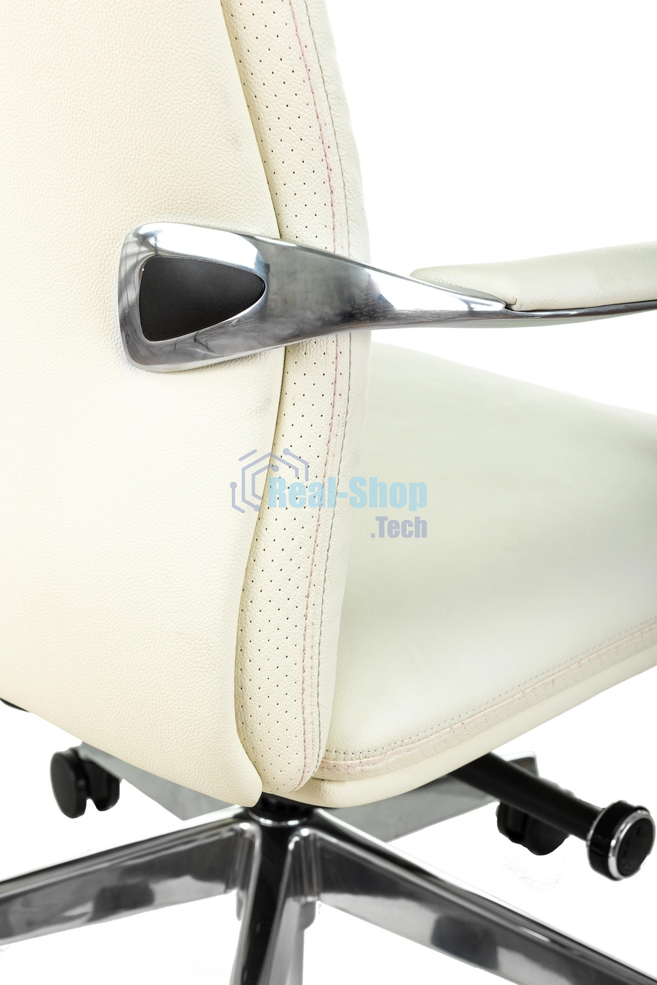 Кресло руководителя Бюрократ VEGA белый, кожа, крестов. алюминий