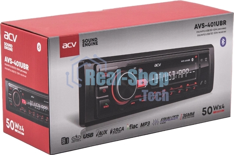 Автомагнитола ACV AVS-401UBR, 1 DIN, Bluetooth, USB Type-A, AUX