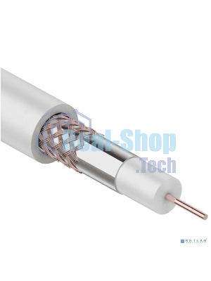 Кабель коаксиальный Rexant RG-59U+Cu, 75 Ом, Cu/Al/Cu, 64%, бухта 100 м, белый