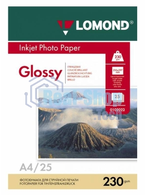 Фотобумага Lomond 0102049 A4/230г/м2/25л./белый глянцевое для струйной печати