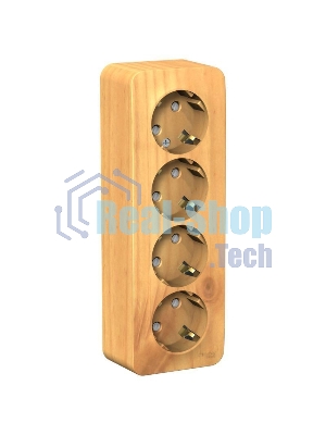 Розетка 4-ая с/з со шторками 16А, 250В, изолир. пластина SE Blanca наруж Ясень