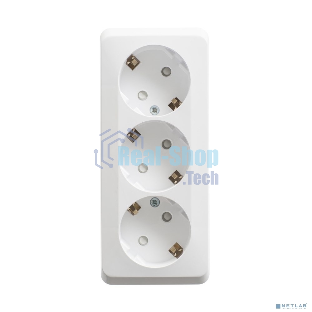 Розетка 3-м ОП Этюд 16А 250В защ. шторки с заземл. белый SchE PA16-012B