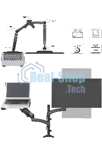 Кронштейн для монитора/ноутбука Cactus CS-VM-LH08-BK черный 13
