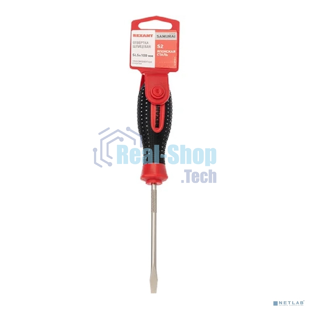 Отвертка шлицевая Rexant SL 5х100 мм, трехкомпонентная рукоятка, сталь S2