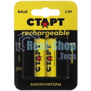 Аккумуляторы СТАРТ HR6 AA 1800mAh Ni-MH BL2 24/384, AA, 1800 мА·ч, 2 шт. в блистере