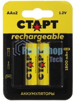 Аккумуляторы СТАРТ HR6 AA 1800mAh Ni-MH BL2 24/384, AA, 1800 мА·ч, 2 шт. в блистере