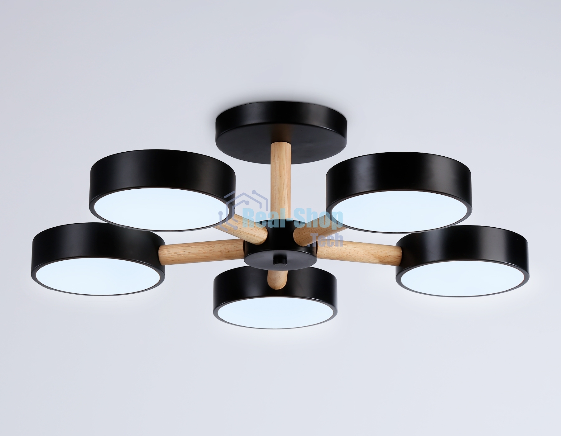 Светильник Ambrella light FL4828/5 BK черный 3000K-6400K 65W D580*160 (ПДУ ИК)