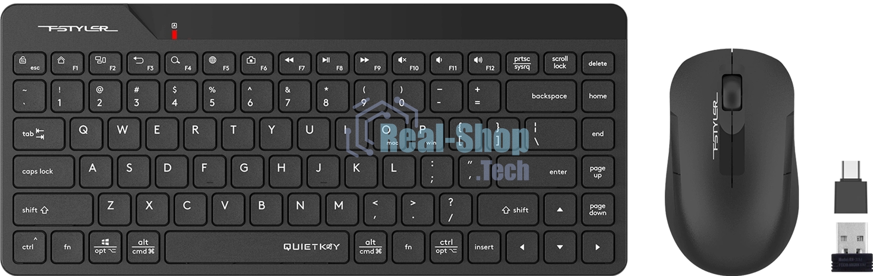 Комплект клавиатура+мышь A4Tech FStyler FG2200 Air2 беспроводной, USB, 1200 DPI, черный