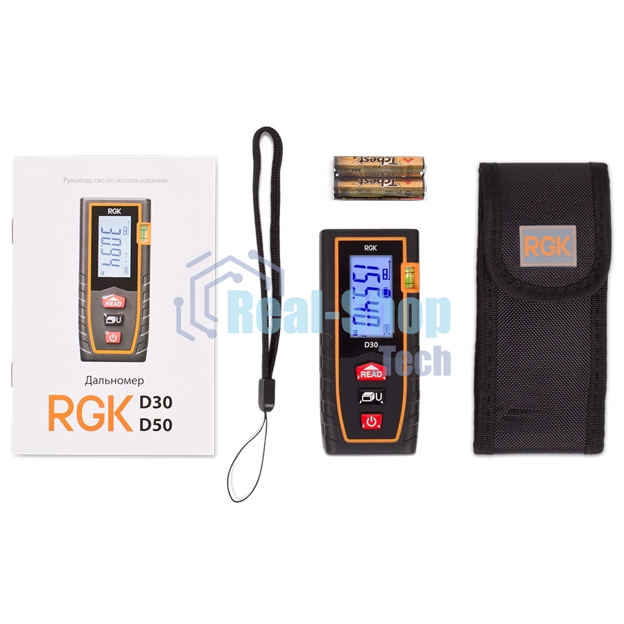 Лазерная рулетка RGK D30 дальность 0.3-30м точность ±2мм