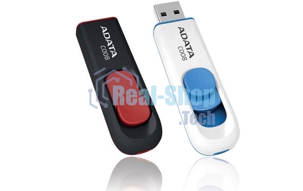 Флешка USB ADATA С008 (AC008-64G-RWE), 64Gb, USB 2.0, R/W 15/5, белый/синий