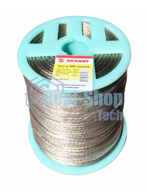 Трос стальной в ПВХ оплетке Rexant d=3,5 мм, прозрачный (бухта 200 м)
