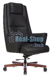 Кресло руководителя Бюрократ DUKE черный, кожа, крестовина металл/дерево