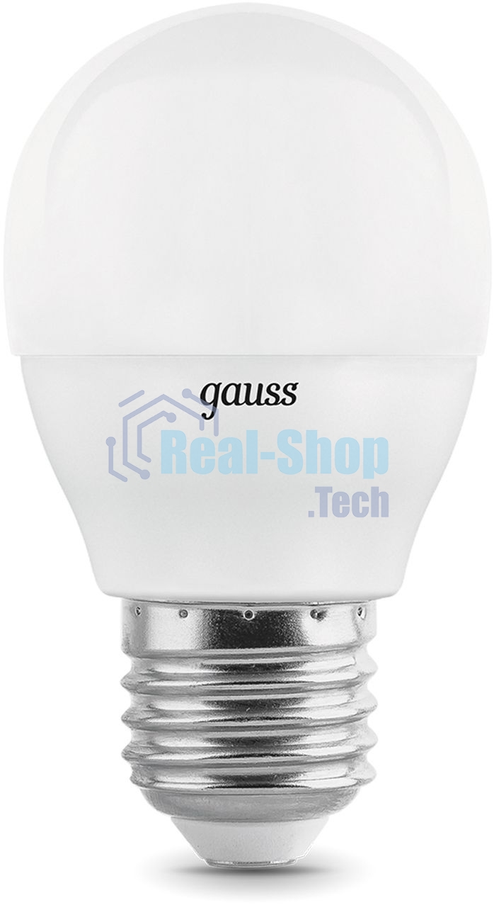Лампа светодиодная Gauss 7Вт цок.: E27 шар 220B 3000K св. свеч. белый теп. (упак.: 10 шт)
