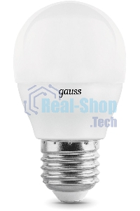 Лампа светодиодная Gauss 7Вт цок.: E27 шар 220B 3000K св. свеч. белый теп. (упак.: 10 шт)