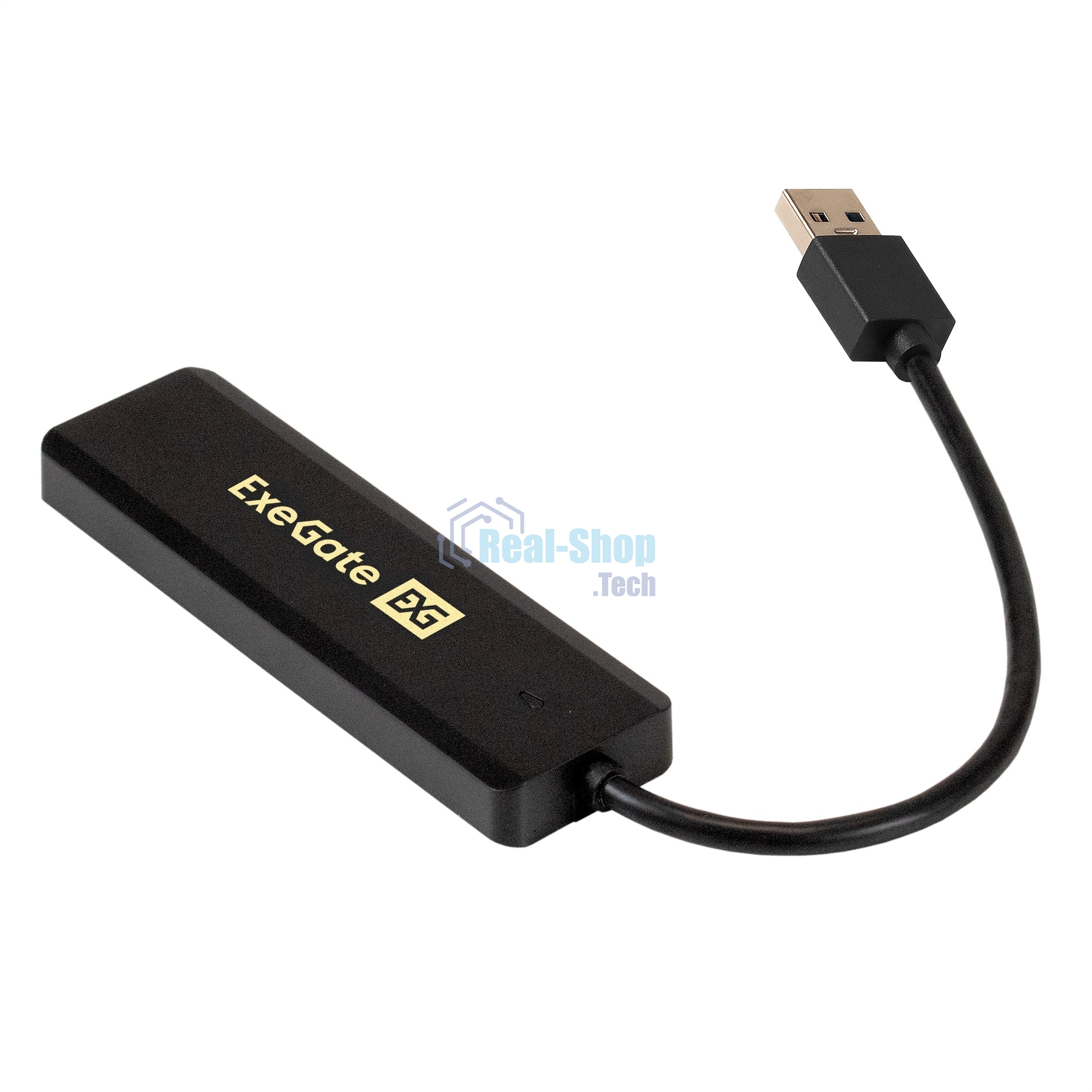 USB-концентратор ExeGate DUB-4P/1 (кабель-адаптер USB3.0 --> 4xUSB3.0, Plug&Play, черный)