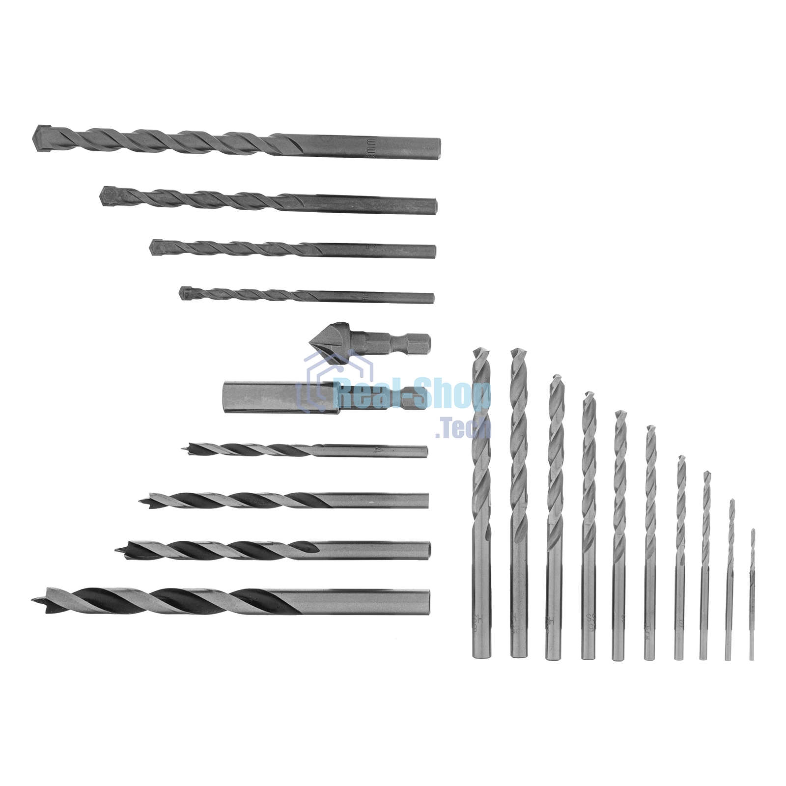 Набор сверл Matrix комб., мет.1-6мм,бетон 4-8мм,дер.4-8 мм,биты 10шт,адап., зенковка, 31пр., PRO