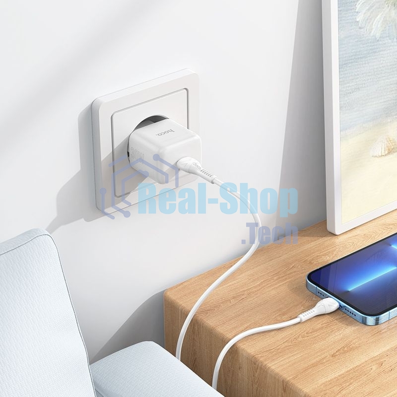 Сетевое зарядное устройство Hoco N32 Glory White 30W 3A+2A+1.5A (PD+QC+AFC) USB Type-C универсальное белый